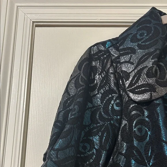 INC International Concepts Shimmering Black and Teal Jacket - Picture 4 of 4